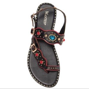 JEWELED TOE LOOP SANDALS (used twice)